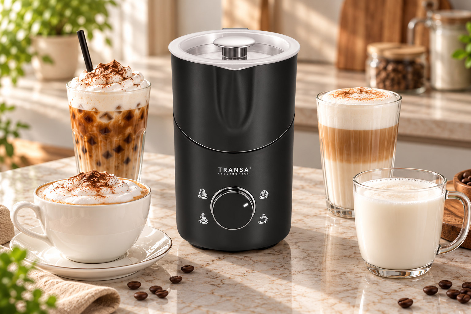 Elektryczny spieniacz do mleka MilkyJug Black 550W z odłączanym dzbankiem